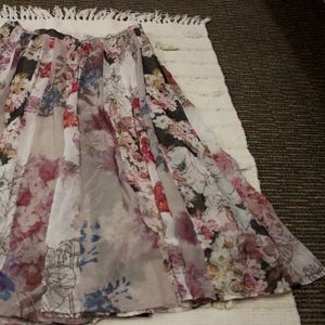 Anthropologie Floral Midi Skirt